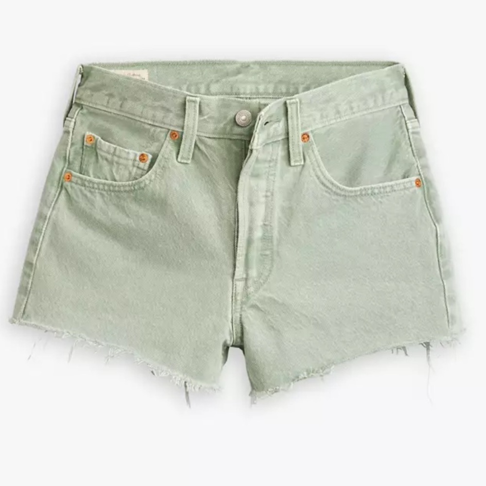 Levi's 501 High Rise Cutoff Jean Shorts Sage Green 31 NWT - Picture 4 of 10